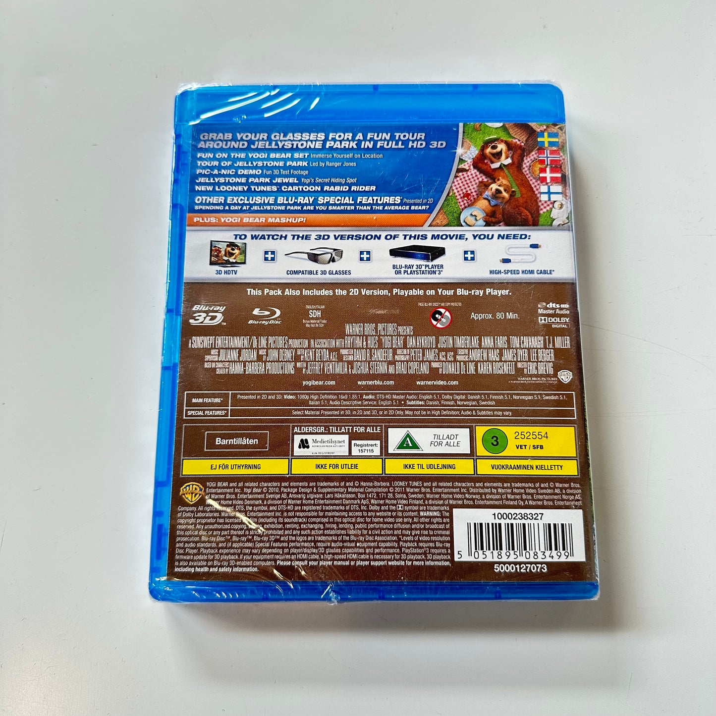 YOGI BEAR 3D (3D Blu-ray + 2D Blu-ray) - Ny i plast !