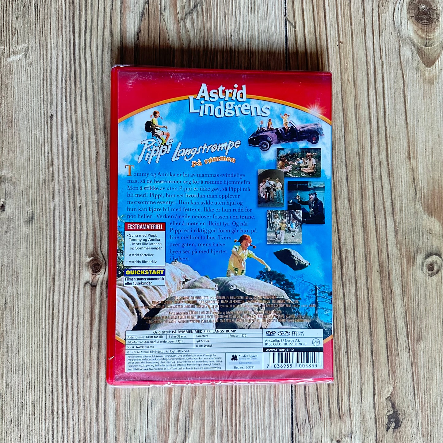 Pippi Langstrømpe på rømmen (DVD) - Ny i plast!
