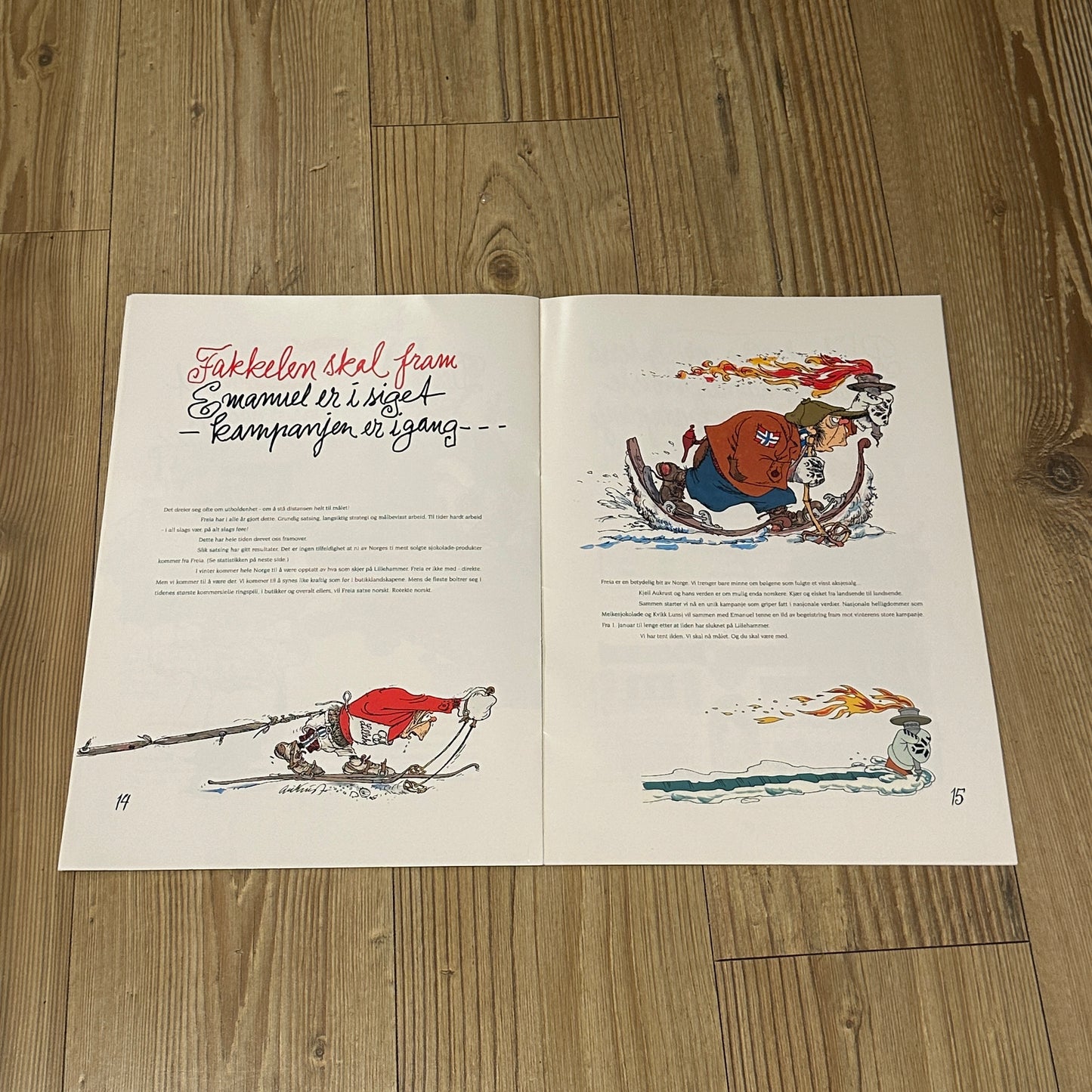 Freia & Flåklypa reklameblad inkl plakat med Emanuel Desperados, OL på Lillehammer