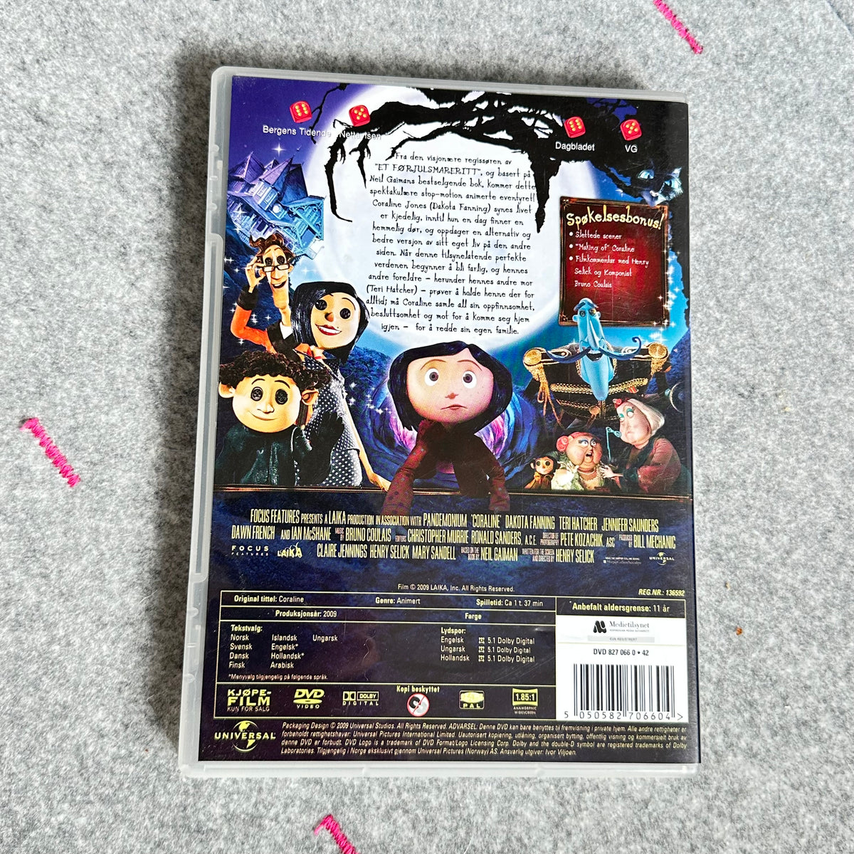 Coraline og den hemmelige dør (DVD) - Som ny

Norsk tekst