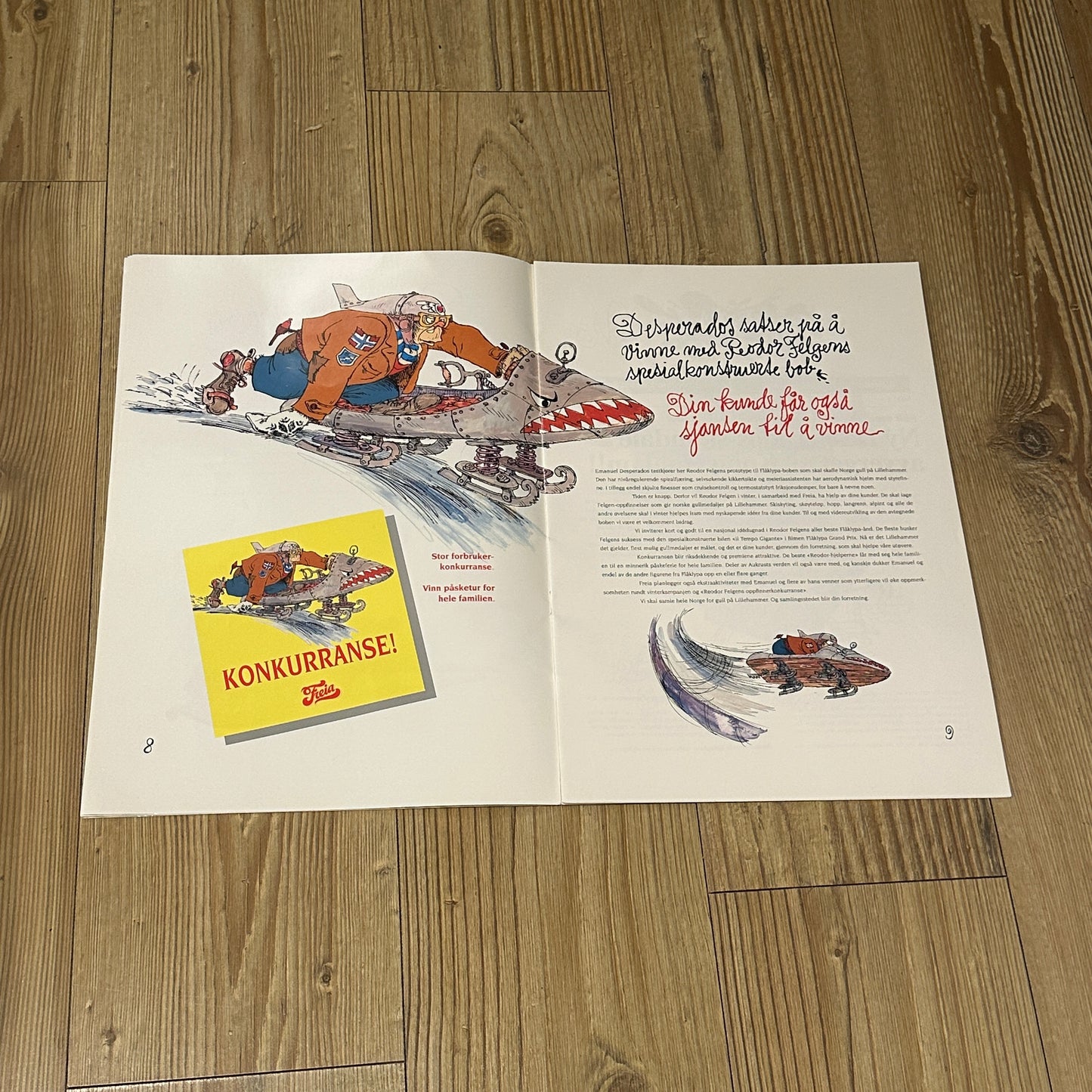 Freia & Flåklypa reklameblad inkl plakat med Emanuel Desperados, OL på Lillehammer