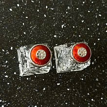 2 Salt- og Pepperbøsser i 925 sølv og emalje i rødt