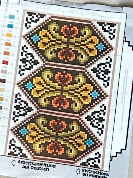 Gammel ubrukt broderi pakke til pute (komplett sett)
