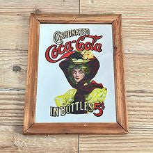 Vintage Coca Cola speilbilde med treramme