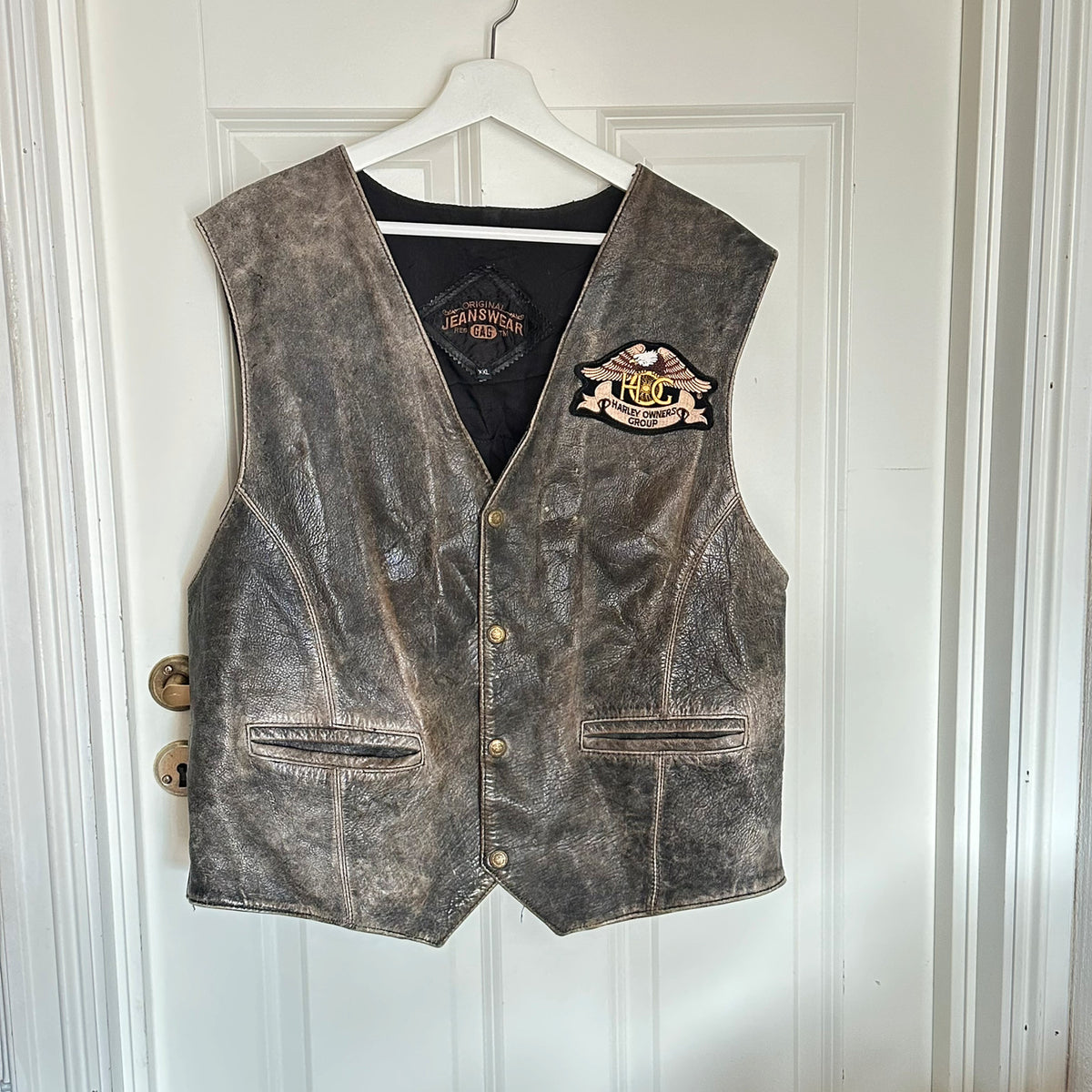Vintage Skinnvest - "Harley owners group" (XXL)