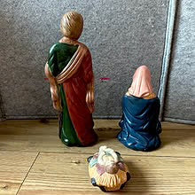 Vintage - 11 Store julekrybbe-figurer i keramikk