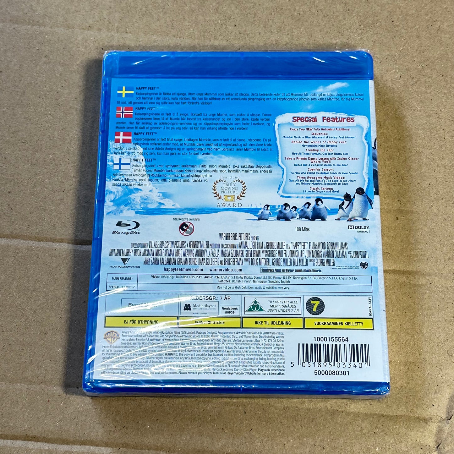 HAPPY FEET (Blu-ray) - Ny i plast !