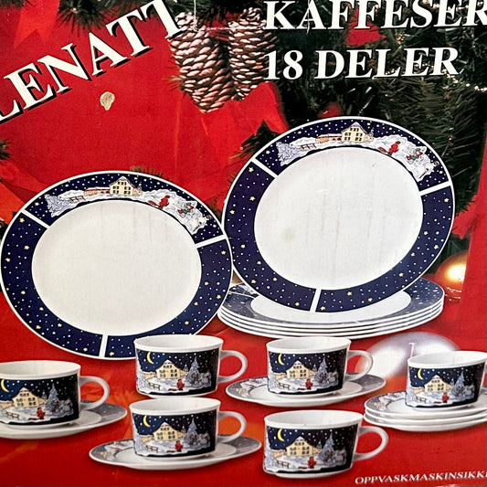 Kaffeservise "JULENATT" 18 deler - Ny i eske !
