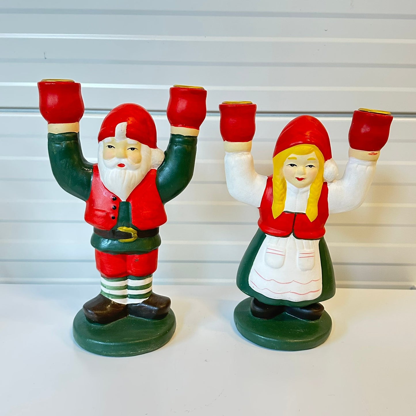 To vintage lysestaker til jul - nye i forpakning