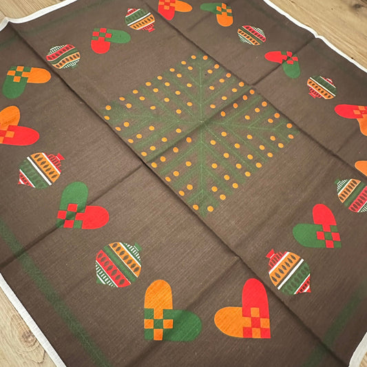 Vintage juleduk med flott retro julemotiv