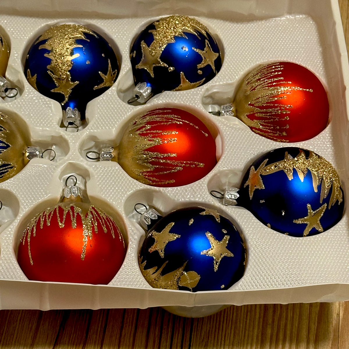 Vintage julekuler i glass med glitter