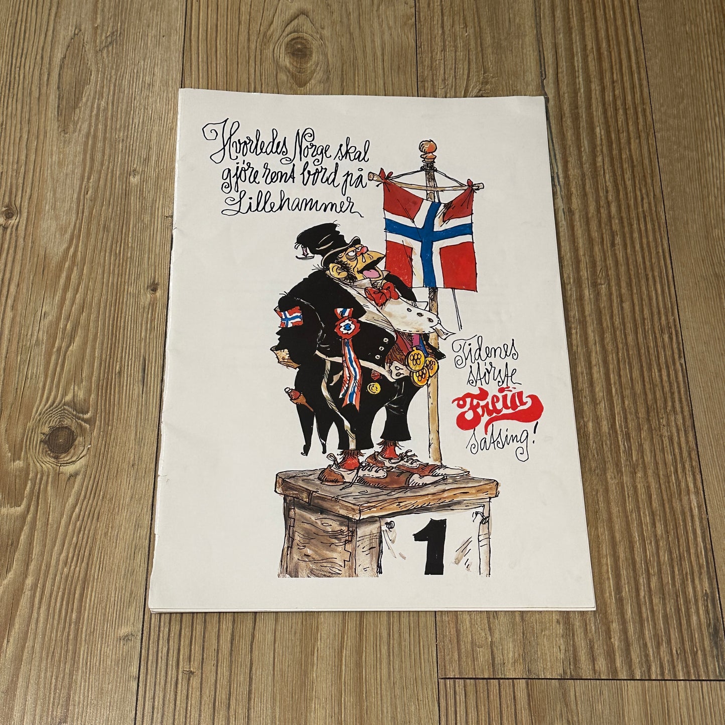 Freia & Flåklypa reklameblad inkl plakat med Emanuel Desperados, OL på Lillehammer