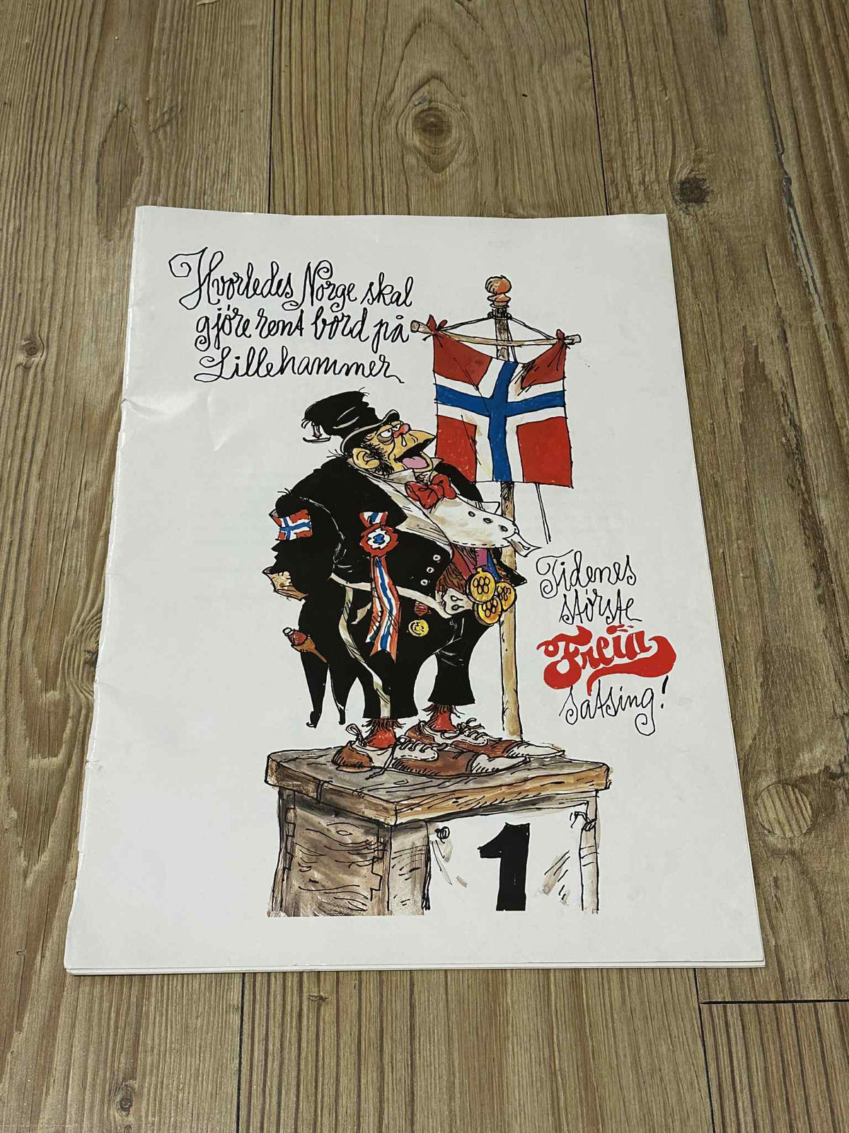 Freia & Flåklypa reklameblad inkl plakat med Emanuel Desperados, OL på Lillehammer