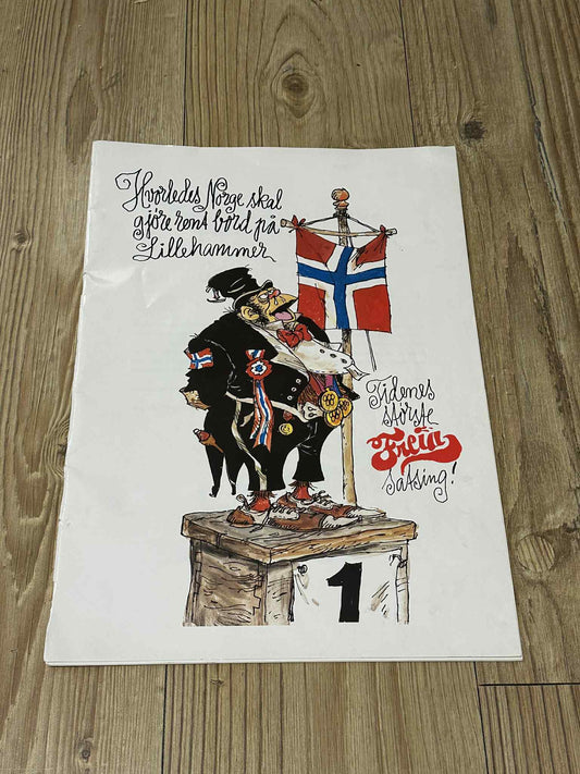 Freia & Flåklypa reklameblad inkl plakat med Emanuel Desperados, OL på Lillehammer