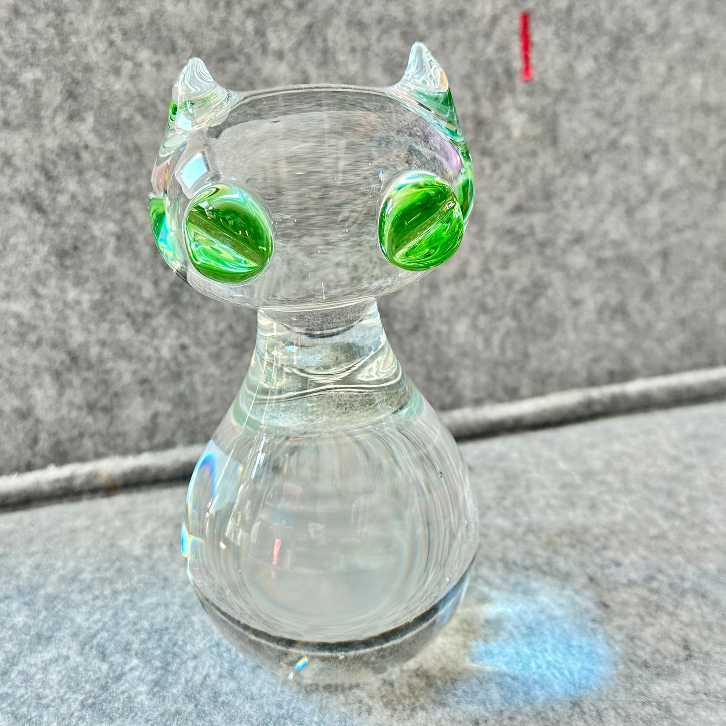 Glass katt fra 1950-tallet av Kjell Bloomberg for Gullaskrufs glasbruk Sverige