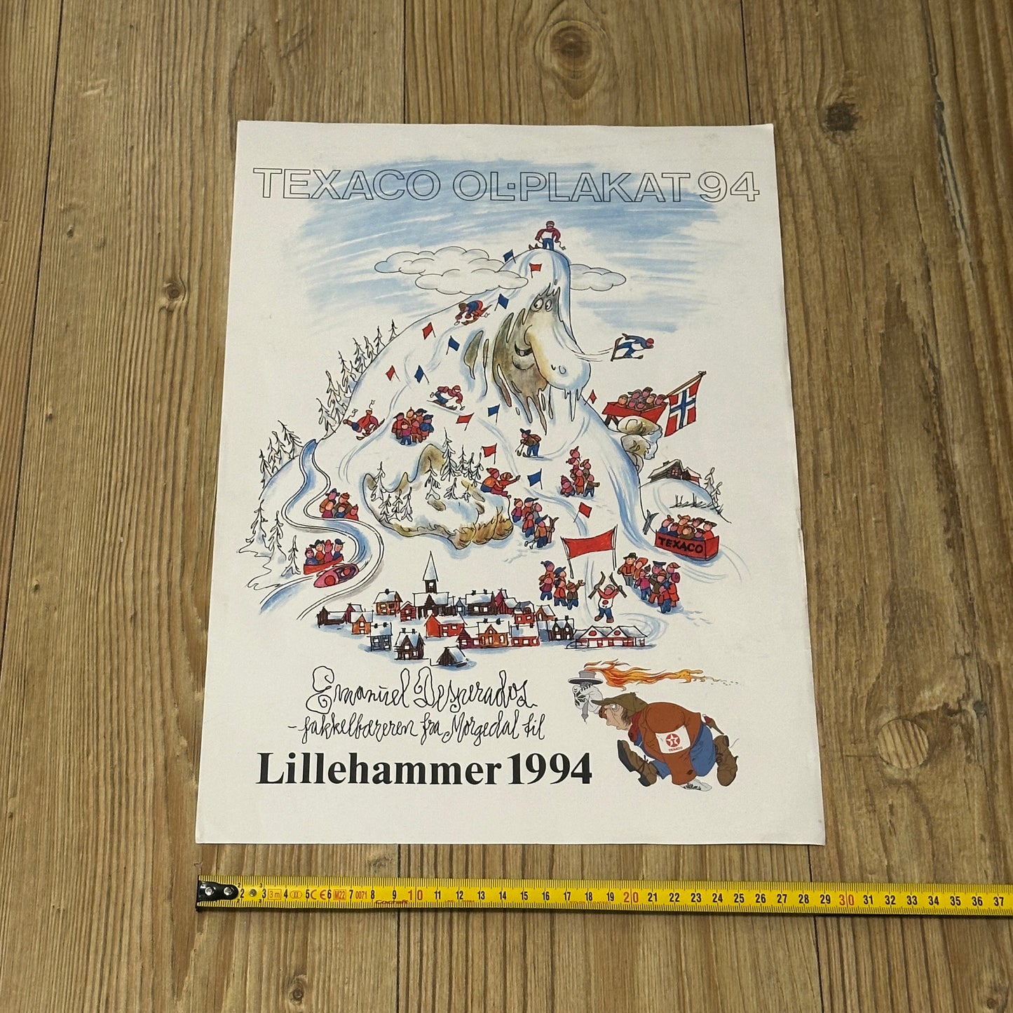 Freia & Flåklypa reklameblad inkl plakat med Emanuel Desperados, OL på Lillehammer
