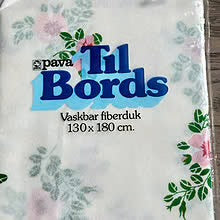 Gammel duk fra Til Bords - Vaskbar fiberduk med blomstermotiv - Ny i plast !