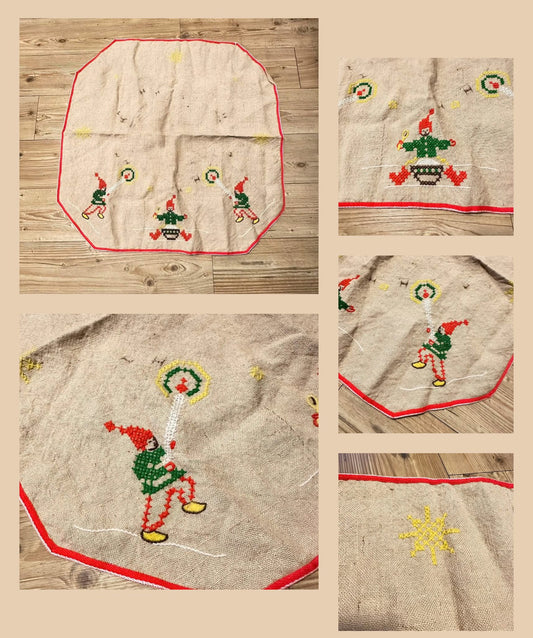 Håndbrodert juletreteppe / juletrematte