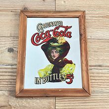 Vintage Coca Cola speilbilde med treramme