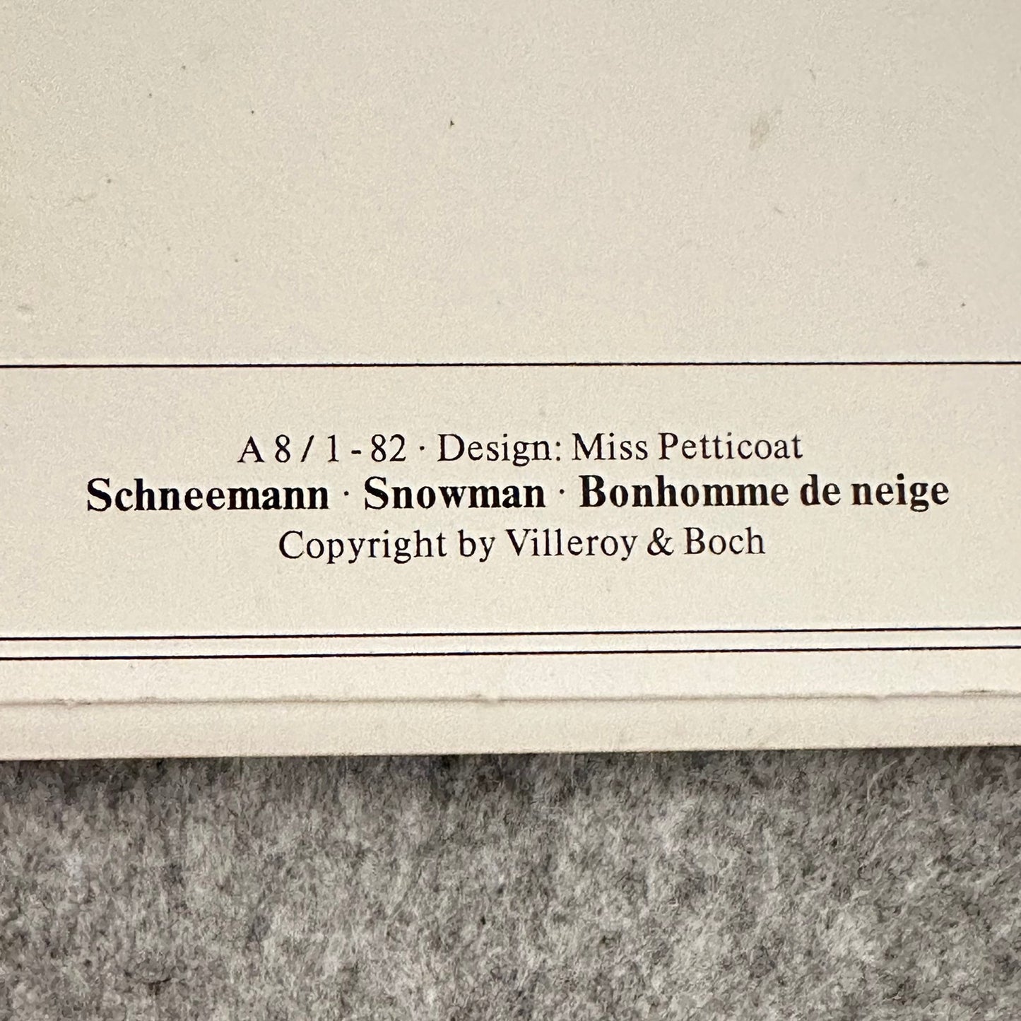 Snowman Julekort i porselen fra Villeroy & Boch (1982)