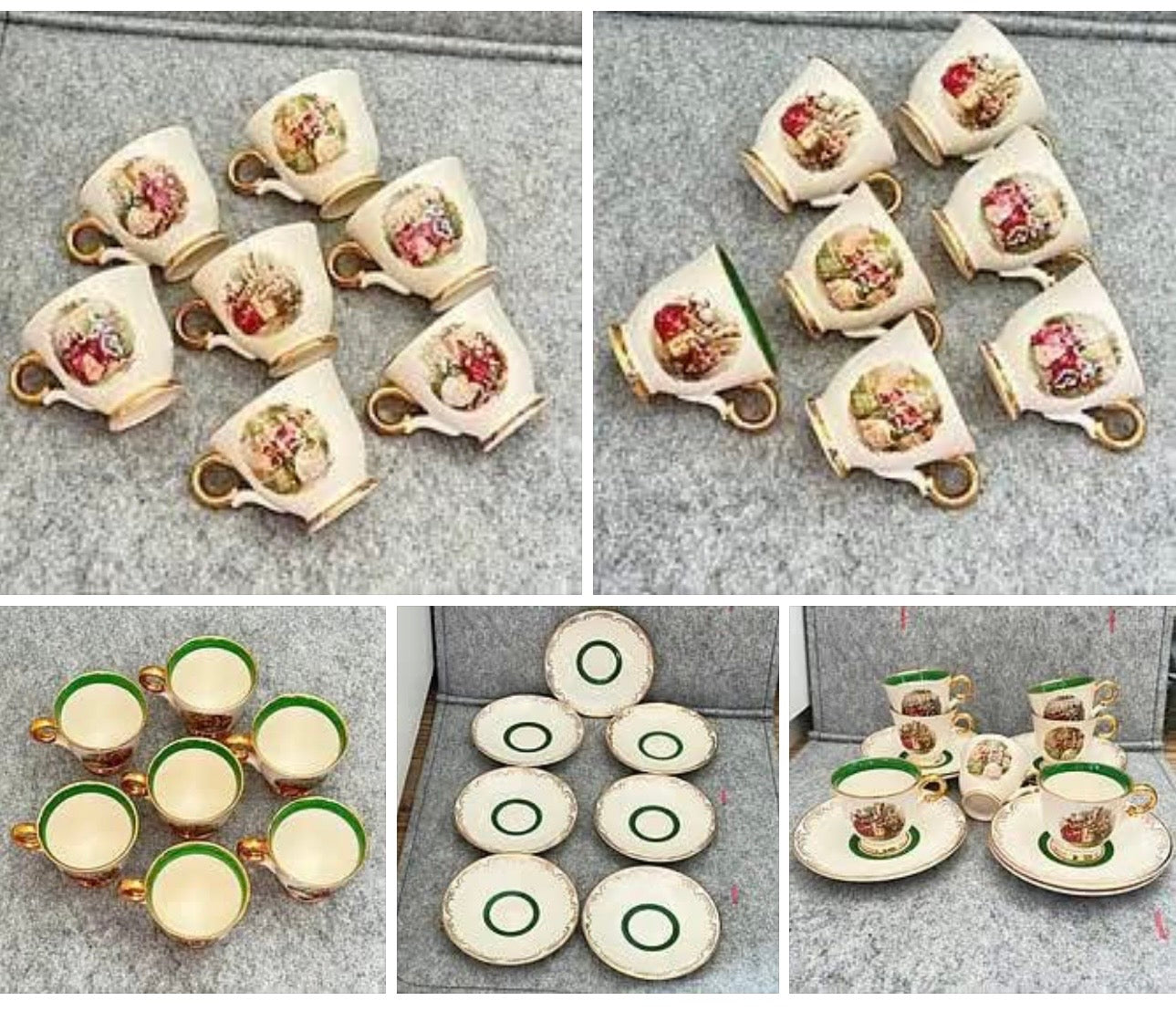 7 sett med mocca-kopp + underskål fra Stavangerflint