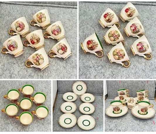 7 sett med mocca-kopp + underskål fra Stavangerflint