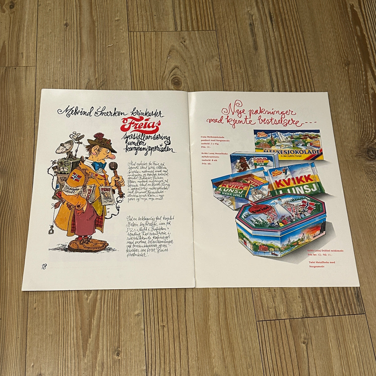 Freia & Flåklypa reklameblad inkl plakat med Emanuel Desperados, OL på Lillehammer