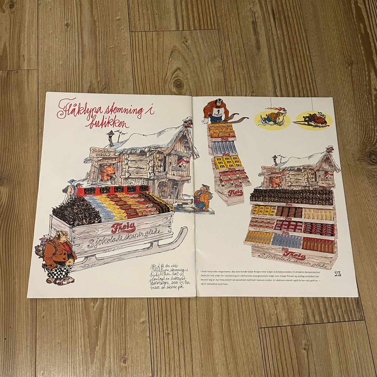 Freia & Flåklypa reklameblad inkl plakat med Emanuel Desperados, OL på Lillehammer