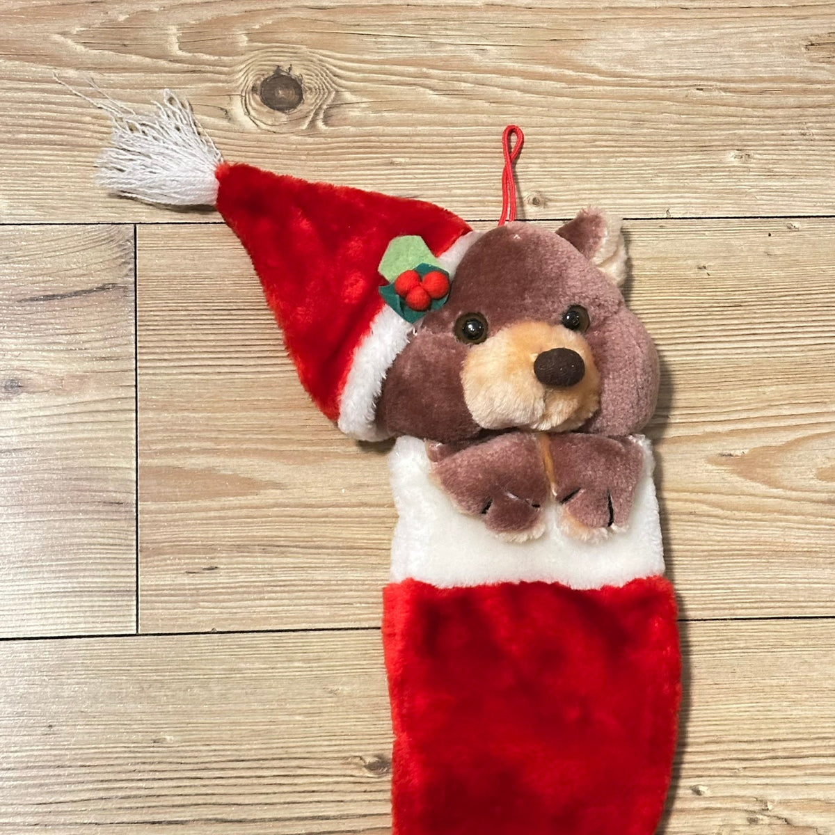 Julestrømpe med nydelig Bamse fra 1990-tallet