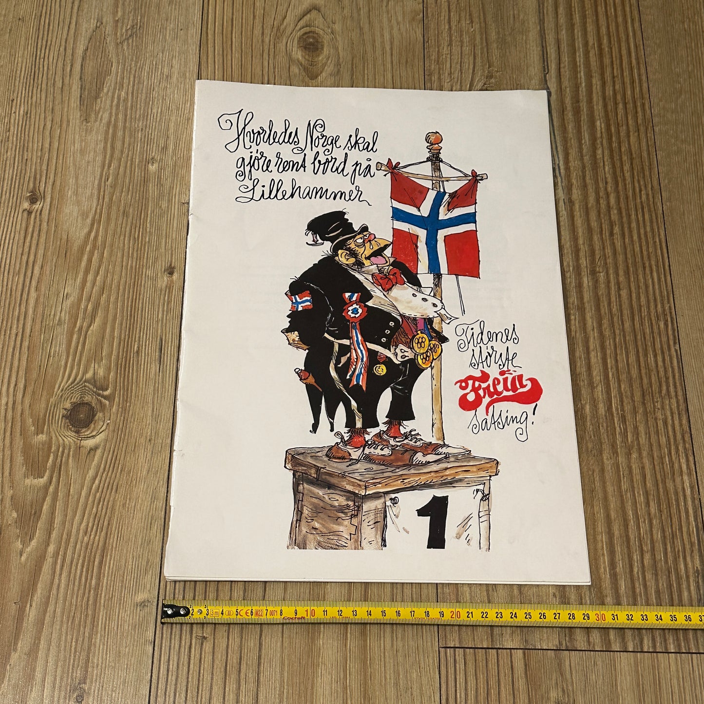 Freia & Flåklypa reklameblad inkl plakat med Emanuel Desperados, OL på Lillehammer