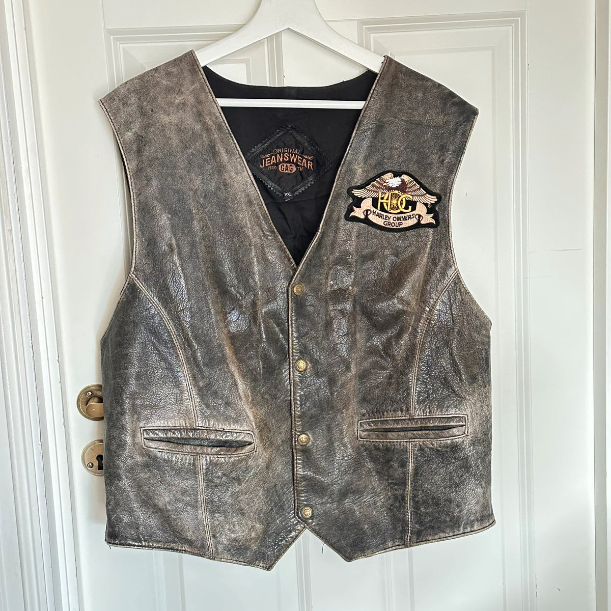 Vintage Skinnvest - "Harley owners group" (XXL)