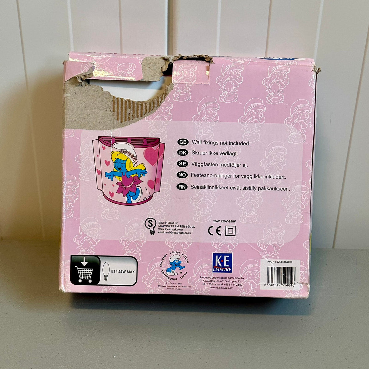Smurfeline vegglampe til barnerom